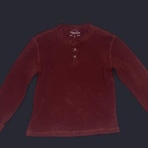 Men's Long Sleeve Henley Shirt - Burgundy